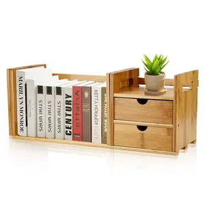 Prateleira de madeira marrom, prateleira para armazenamento de mesa com gavetas para casa e escritório