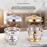 Chauffe-Plats BOSAI en Acier Inoxydable 201 Doré pour Buffets, Maintien au Chaud Continu, Idéal pour Restaurants, Hôtels, Mariages et Banquets