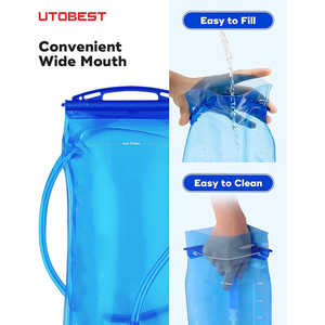 Tragbare, zusammenklappbare, langlebige PEVA <span class=keywords><strong>1L</strong></span> Wasserflasche, Sport-Trinkblase für Radfahren, Outdoor, Laufen, Wandern, wasserdicht - Product Image 2