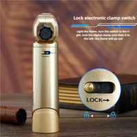 Briquet torche JOBON à flamme jet pour cigares, barbecue et cuisine, en alliage de zinc, avec boîte cadeau, flamme réglable, rechargeable au gaz butane, logo personnalisable