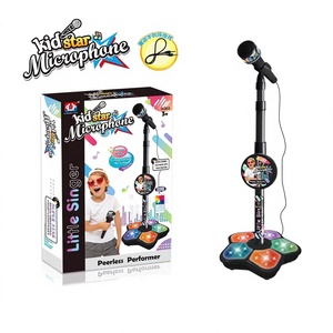 Cadeau pour enfants, microphone mignon avec support, lumière clignotante pour le karaoké, jouets musicaux pour enfants - Product Image 2