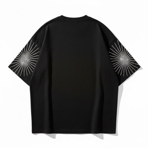 T-shirts en toile respirante avec strass et délavage acide, fournisseur d'usine en gros pour marques de démarrage à marque privée personnalisée - Product Image 4