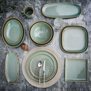 Life-Word – vaisselle <span class=keywords><strong>de</strong></span> luxe Royal Horeca, service à café occidental, service à dîner en grès émaillé vert réactif - Product Image 2