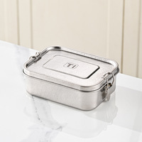 Boîte à lunch en titane pur, conteneur de stockage alimentaire anti-fuite à clipser de 900/1200 ml, personnalisable en gros, pour le voyage, le camping et les activités de plein air
