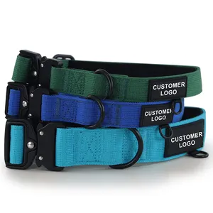 Heavy Duty Strong Nylon Adjustable Designer Tactical Outdoor Wide Combat Dog Collar With Metal Buckle For Medium and Large Dog