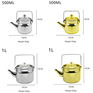 Tetera marroquí árabe personalizada al por mayor, cafetera de Metal de 500ml/1L, tetera martillada de acero inoxidable para decoración del hogar - Product Image 6