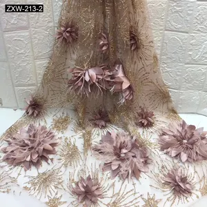 優雅なドレス生地3Dビッグフラワーレース刺Embroideryロマンチックな結婚式の生地