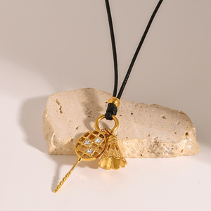 Stainless Steel <b>Badminton</b> Shuttlecock Pendant Black Leather Cord Adjustable Necklace Gift Jewelry - Product Image 4