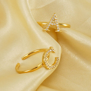 Anillos Ajustables de Acero Inoxidable 316L con Incrustaciones de Piedras Preciosas y Cristales, Chapados en Oro de 14k y 18k, Resistentes al Agua y al Deslustre, para Mujer - Product Image 2