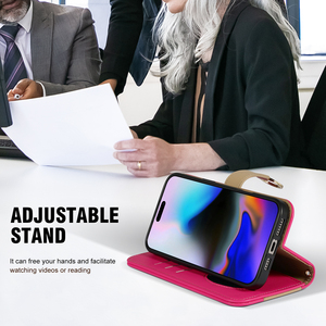 Étui portefeuille personnalisé en cuir PU pour iPhone 17 16 15 Pro Max, type <span class=keywords><strong>livre</strong></span> de luxe pour femme avec fente pour cartes et cordon - Product Image 5