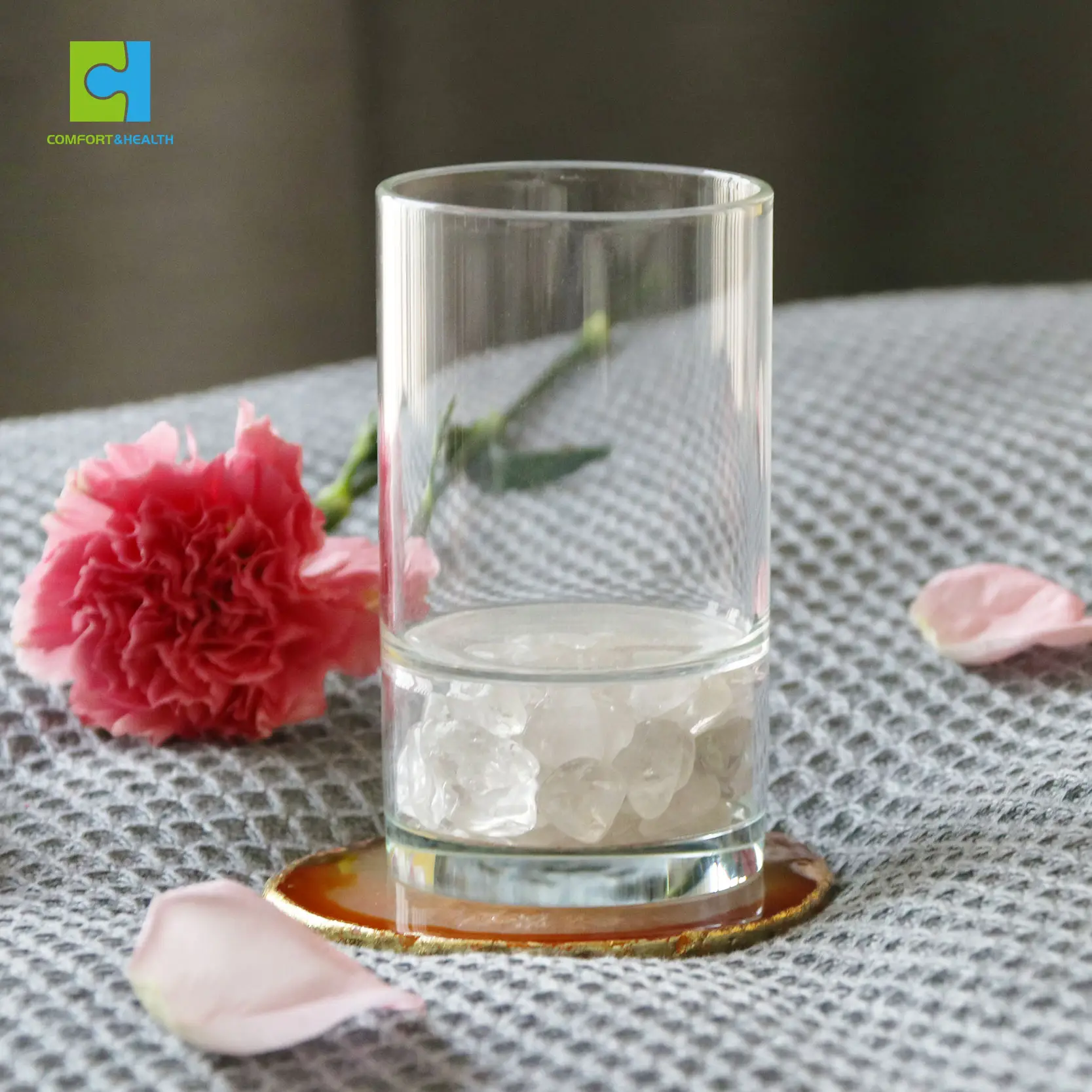 Custom Logo Water Glass Drinking Cup ,Gem Stones Crystal Highball Drinking Glasses