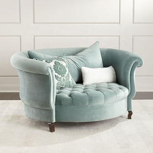 Nouvelle conception, plusieurs couleurs, fauteuil repose-pieds en cuir et velours, capitonné, rond, canapé simple rond - Product Image 4
