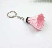 Porte-clés et breloque de sac fantaisie en forme de fausse balle de badminton en plastique, cadeau promotionnel pour le sport et la salle de sport