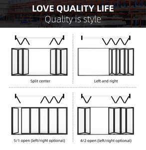 Moderno in alluminio Bi-pieghevole <span class=keywords><strong>porta</strong></span> del Patio con vetro basso-E doppio vetro Design per ville rifinito superficie esterno pieghevole - Product Image 4