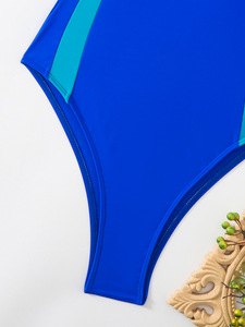 Bikini creux à dos bicolore pour femme Maillot de bain une pièce à séchage rapide avec soutien-gorge push-up Vêtements de plage à la mode Tenue de bain - Product Image 6