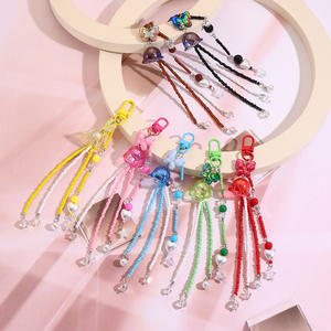 Llavero al por mayor ajustable con cordón, llavero de cuentas con <span class=keywords><strong>inicial</strong></span> dulce y lazo, con cuentas de letras para accesorio de bolso o mochila de niñas - Product Image 3