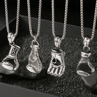 Pendentif Gant de Boxe Rétro de Haute Qualité en Acier Inoxydable Plaqué Argent, Breloque Tendance, Bijou Sport et Fitness