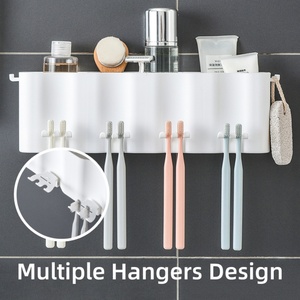 Soporte para cepillos de dientes de baño, vaso para enjuague bucal, estante de almacenamiento, juego de accesorios, dispensador de pasta de dientes sin perforaciones - Product Image 4