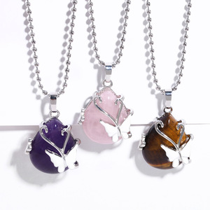 Collar con Colgante de Mariposa y Cristal de Ágata en Forma de Gota de Agua, Estilo Vintage, Personalizado, Accesorios de Joyería para Mujer - Product Image 1