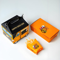 Emballage de récipient personnalisé pour frites traiteur aliments chauds Shawarma Burger forme de voiture boîte de repas heureux pour enfants avec poignée