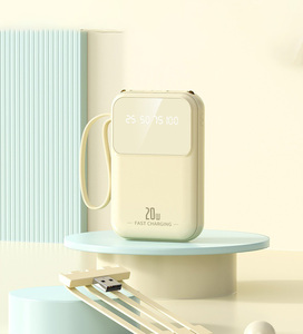 Mini batterie externe transfrontalière en plastique avec câble intégré, 10 000 mAh, haute capacité, sortie multi-USB, logo personnalisé disponible - Product Image 5