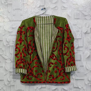 Chaqueta de terciopelo Suzani larga estilo vintage, elegante y casual para mujer, abrigo de invierno bordado a mano, cárdigan acogedor, vestido playero. - Product Image 1