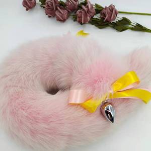 Plug anal en forme <span class=keywords><strong>de</strong></span> queue <span class=keywords><strong>de</strong></span> renard rose, poudre <span class=keywords><strong>de</strong></span> fard à joues, couleur givre blanc, grand plug anal en forme <span class=keywords><strong>de</strong></span> queue - Product Image 6