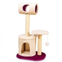 Arbre à chat stable en velours avec poteaux à gratter en sisal naturel, arbre à chat multi-niveaux en peluche pour salon