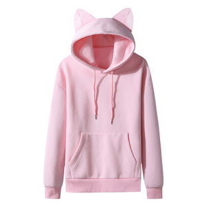 <span class=keywords><strong>Felpa</strong></span> Casual in pile da donna con cappuccio a manica lunga con Design a orecchio di <span class=keywords><strong>gatto</strong></span> <span class=keywords><strong>per</strong></span> la tecnica stampata in tessuto di spugna lavorato a maglia autunno inverno - Product Image 6