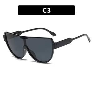 Gafas de Sol Unisex de Moda, Montura Grande Transparente de PC, Lentes Degradadas Azules, Diseño Deportivo de Una Pieza, Último Modelo en Venta - Product Image 4