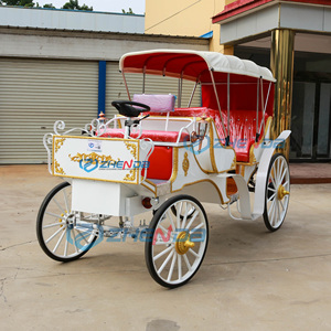 Calèche électrique blanche en gros pour parc d'attractions avec auvent - Product Image 4