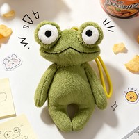 Porte-clés Grenouille Verte en Peluche, Pendentif Animal en Peluche Dessin Animé, Jouet Doux en Polyester pour Sac ou Cadeau