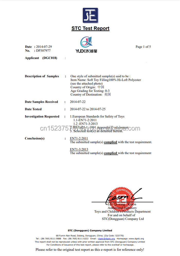 White Polyester Fiber polyfill, Fluff Stuffing High Resilience Fill Fiber