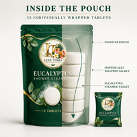 Pastilles de douche à l'eucalyptus sous marque blanche, 15 unités emballées individuellement, ensemble d'aromathérapie, vente en gros