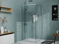 Porte de douche coulissante carrée à profil intelligent Easy Fit Corner, salle de douche