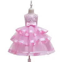 Popolare vestito da partito del capretto ragazze rosa fluffy vestito dalla Principessa per le bambine stile Elegante Abito Da Damigella D'onore per la ragazza bambino