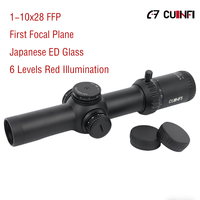 Lunette tactique Cuinfi 1-10x28 FFP LPVO, noire mate, en alliage d'aluminium anodisé dur, verre ED, illumination rouge, Zero Stop, 34 mm, pour la chasse