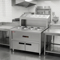Cuiseur à nouilles électrique automatique à levage, 3 paniers et 2 compartiments à soupe, avec station à condiments, équipement commercial