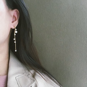 High Quality Simple Ear <b>Ring</b> Ball Long Tassel Natural Pearl Stud Earrings - Product Image 3