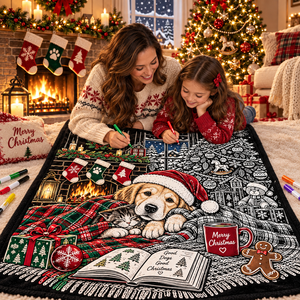 Couverture en peluche personnalisée à colorier soi-même pour Noël, rectangulaire, imprimée, écologique, lavable en machine, décoration d'intérieur, style hiver - Product Image 4