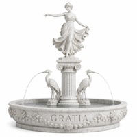 Fontaine Colonne en Marbre Blanc Personnalisée, Statue de Déesse Dansante, Fontaine à Heron, Design 3D, OEM pour Projets Paysagers
