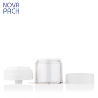 Emballage cosmétique sans air 15ml 30ml 50ml, pot à crème pompe sans air en acrylique blanc et bleu personnalisé, pot pompe sans air pour crème contour des yeux et sérum