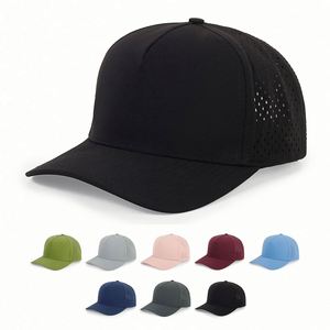 Casquettes de baseball unisexes sportives 2024, 6 panneaux, séchage rapide, imperméables, avec trous découpés au laser, logo personnalisé, 100 % polyester – Meilleures ventes en gros - Product Image 1