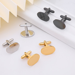 男性用ファッション卸売ステンレススチールカスタムミラーポリッシュオーバルカフリンクス - Product Image 1