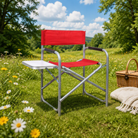 Chaise de camping pliante légère et portable pour extérieur, avec table latérale et porte-gobelet