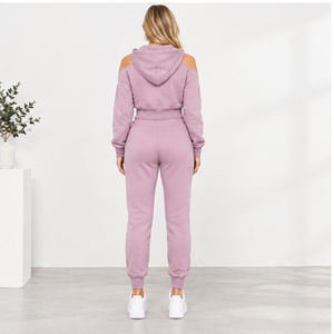 Custom <b>Women's</b> Thickened Sports <b>Pants</b> Hooded <b>Jogging</b> Suit Winter Wear Plain Color Blank Custom Sportswear Sportswear - Product Image 4