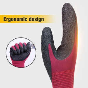 قفازات عمل XINGYU مقاس 13 من البوليستر المبطن باللاتكس المجعد، مقاومة للانزلاق، قفازات أمان حمراء مطلية باللاتكس المجعد - Product Image 5