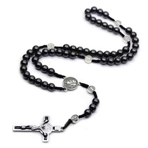 Vendita calda di ematite <span class=keywords><strong>rosario</strong></span> di pietra nera <span class=keywords><strong>collana</strong></span> di perle <span class=keywords><strong>con</strong></span> Gerusalemme santo suolo croce - Product Image 2
