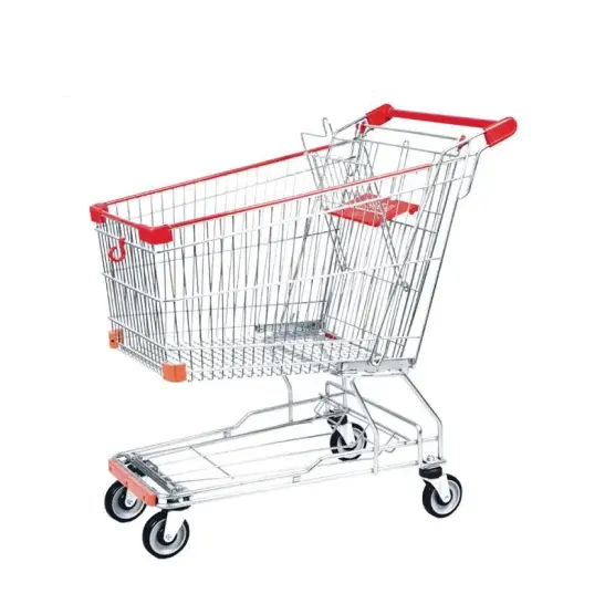 Mit 5 ''PU 180L Metall Unfolding Supermarkt Shopper Cart