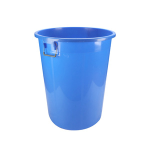 ถังพลาสติกหนาพิเศษ 380 ลิตร สีน้ำเงินขาว ฝาปิดทรงกลม ถังเคมี ถังยาง - Product Image 1